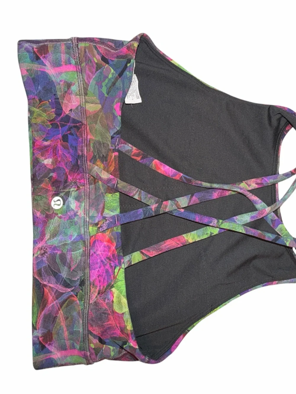 Lululemon Energy High-Neck Longline Tough Bra Vivid Floral Tone Multi Size 8